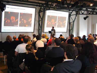 The audience listen to Dr Claudio Canale at JPK's 2010 Life Sciences symposium 